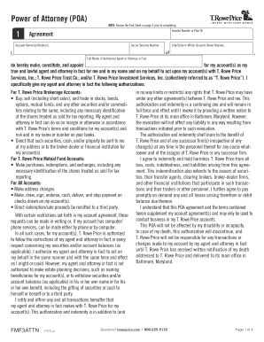 T Rowe Price Power of Attorney  Form