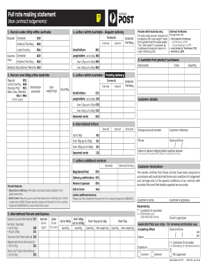 Full Rate Mailing Statement  Form