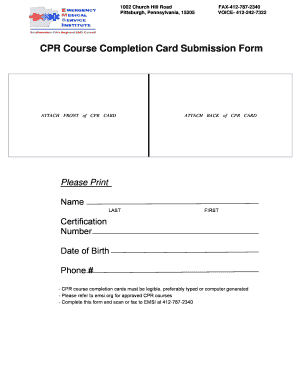 Cpr Card Template PDF  Form