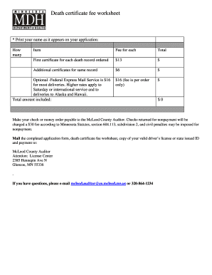 Death Certificate Template Microsoft Word  Form