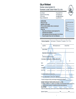 City of Kirkland Business License  Form