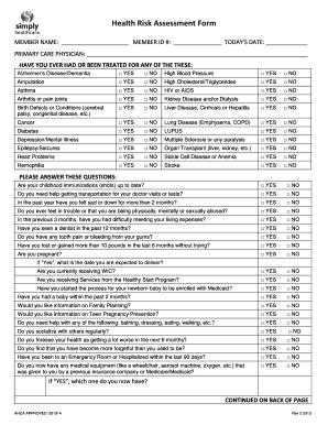 Health Risk Assessment Form