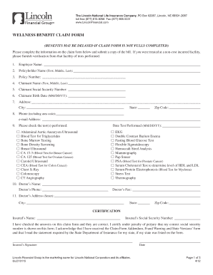 Lincoln Financial Wellness Benefit Claim Form