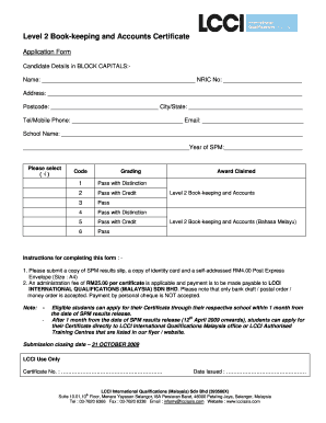  Lcci Certificate 2009-2024