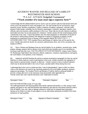 Accident Waiver and Release of Liability Form