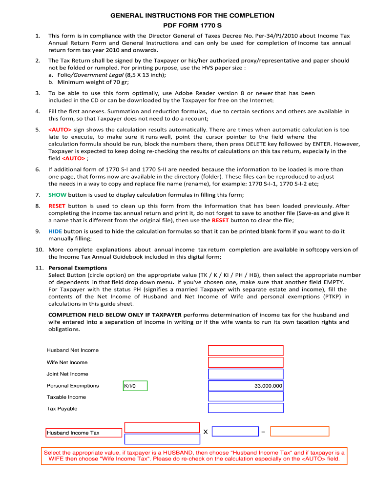 Form 1770S English Version Translation Based on DGT