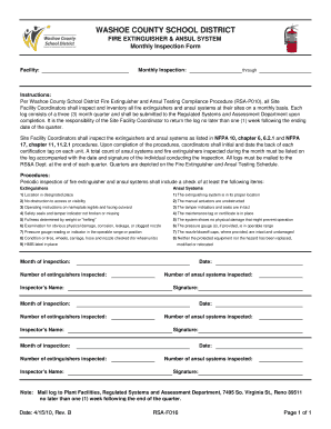 Ansul System Inspection Checklist  Form