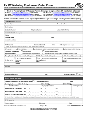 LV CT Metering Equipment Order Form PDF File Ergon Energy