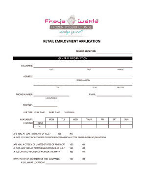 Froyoworld Application  Form