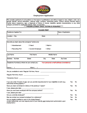 Employment Application K1 Speed  Form