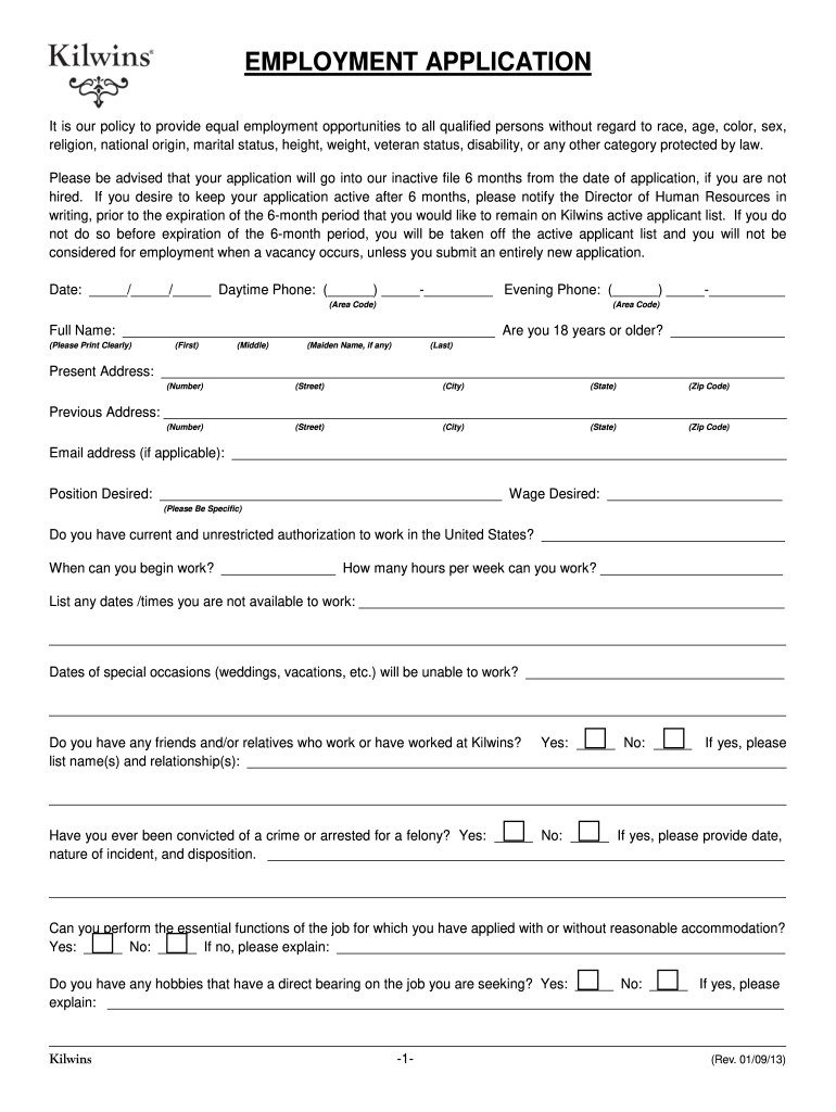 Get and Sign Kilwins Application 2013-2022 Form