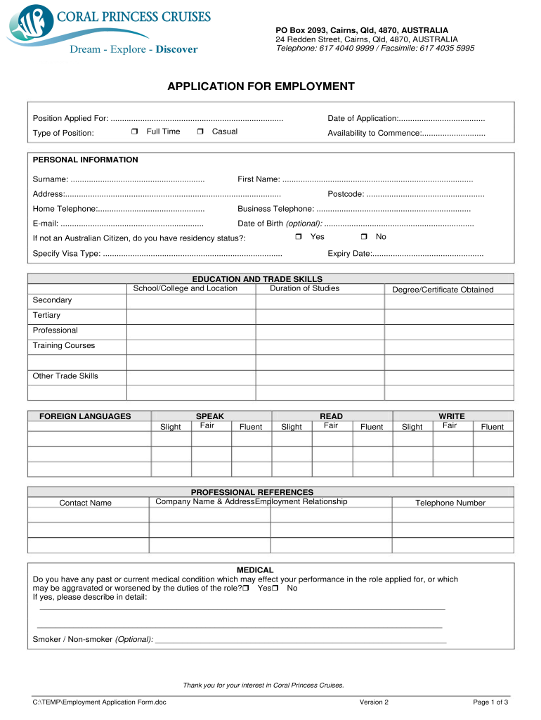 American Princess Cruise Agency Registration  Form