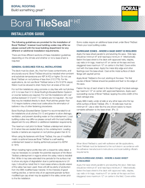 Boral Tile Seal Installation Instructions  Form