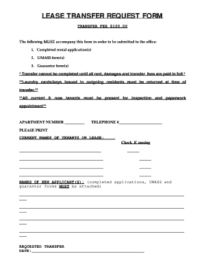 Apartment Transfer Request Form