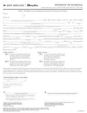 Affidavit of Domicile Form Dreyfus