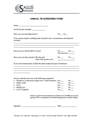 Tuberculosis Screening Form