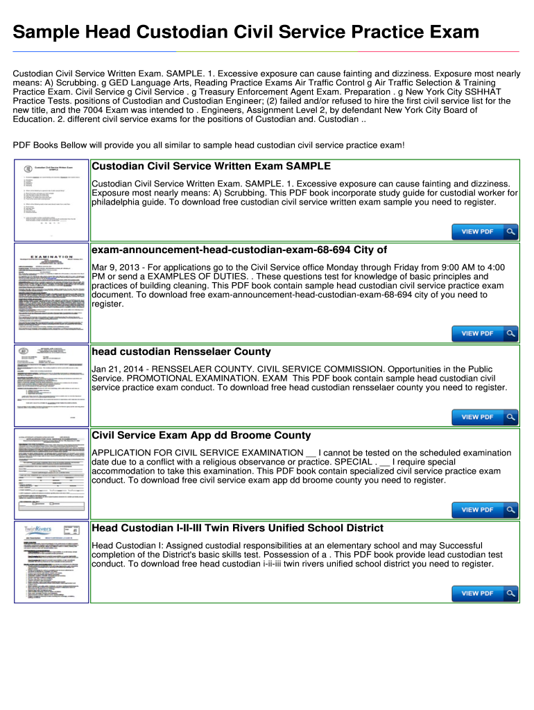 School Custodian Practice Test for California  Form