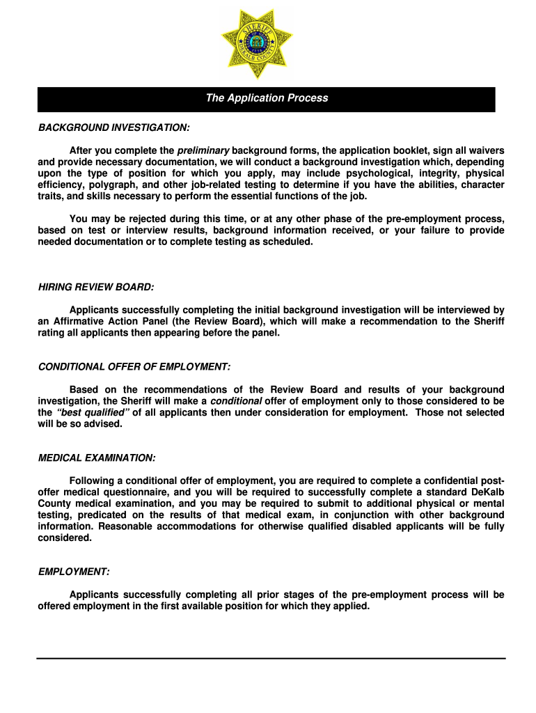  Dekalb County Sheriff Office Applicationb 2005-2024