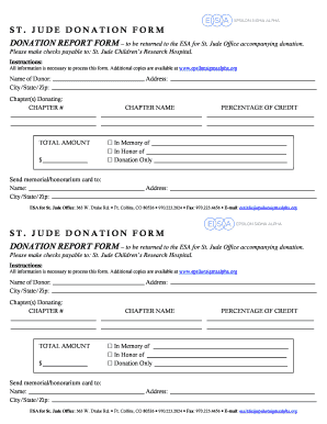 St Jude&#039;s Printable Donation Form