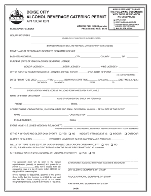Boise City Alcohol Beverage Catering Permit the Office of the City  Form