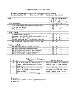 Facilitation Evaluation Form