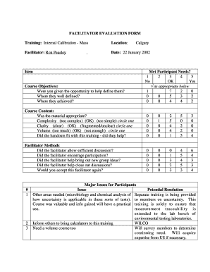 Facilitator Evaluation Form