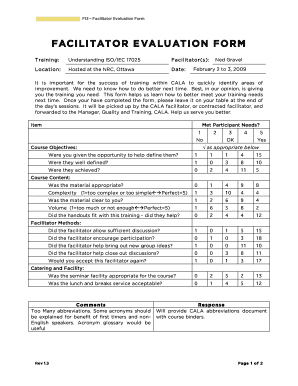 Facilitator Evaluation Form