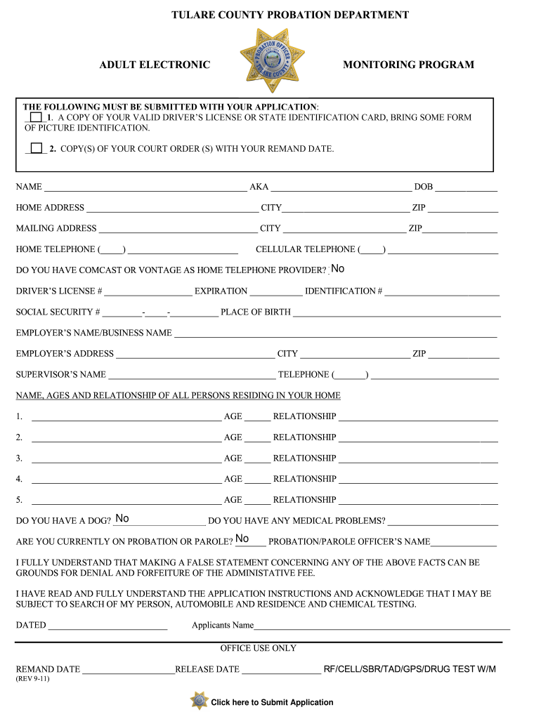 Tulare County Monitor  Form