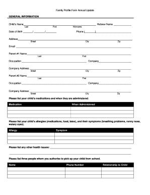 Family Profiling Form