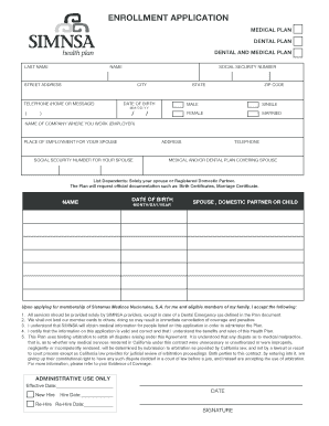 Simnsa Enrollment Form