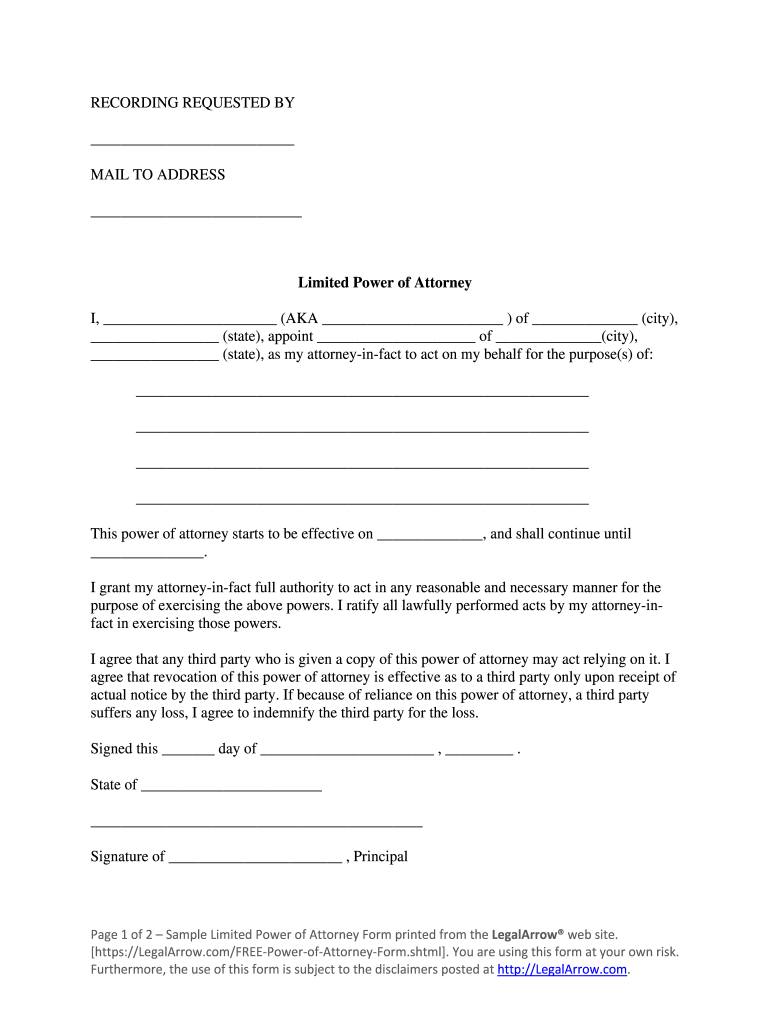 Get and Sign Sample Limited Power of Attorney Form