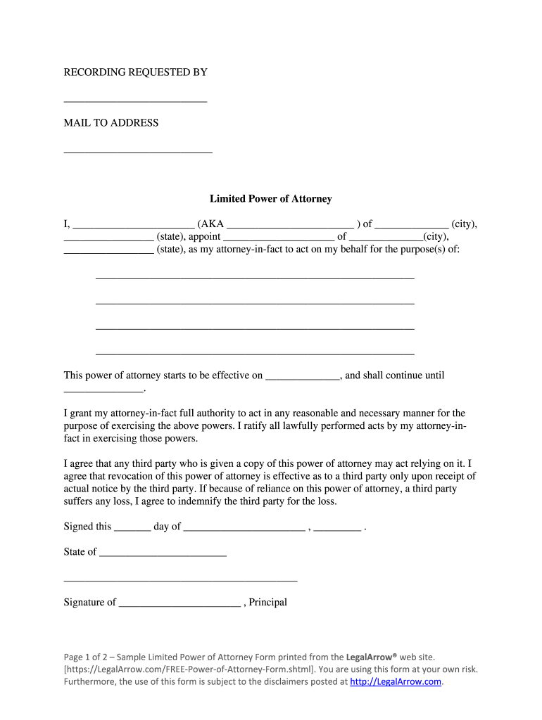 Sample Limited Power of Attorney Form