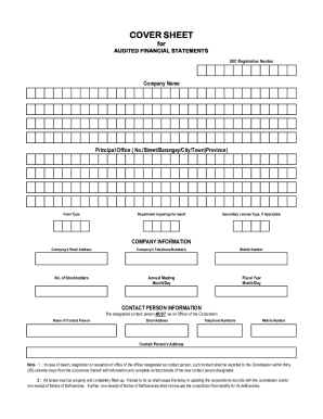 Cover Sheet for Afs  Form