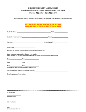 Observation Form PDF Child Development Labs