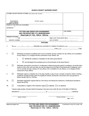 Expungement Form Shasta County