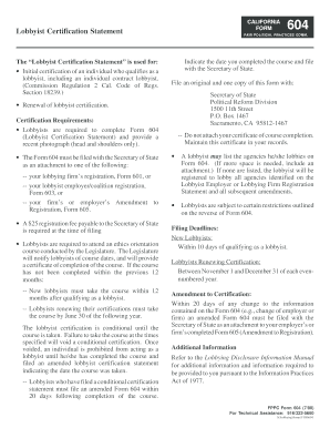 Form 604 Fair Political Practices Commission State of California Sbcvote