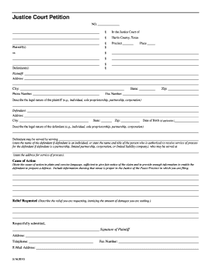 Texas Court Petition County  Form