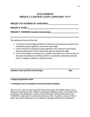 ATTACHMENT PROJECT CERTIFICATION APPENDIX a Caionline  Form