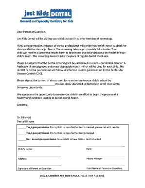 Dental Screening Form New Beginnings Schools Foundation Newbeginningsnola