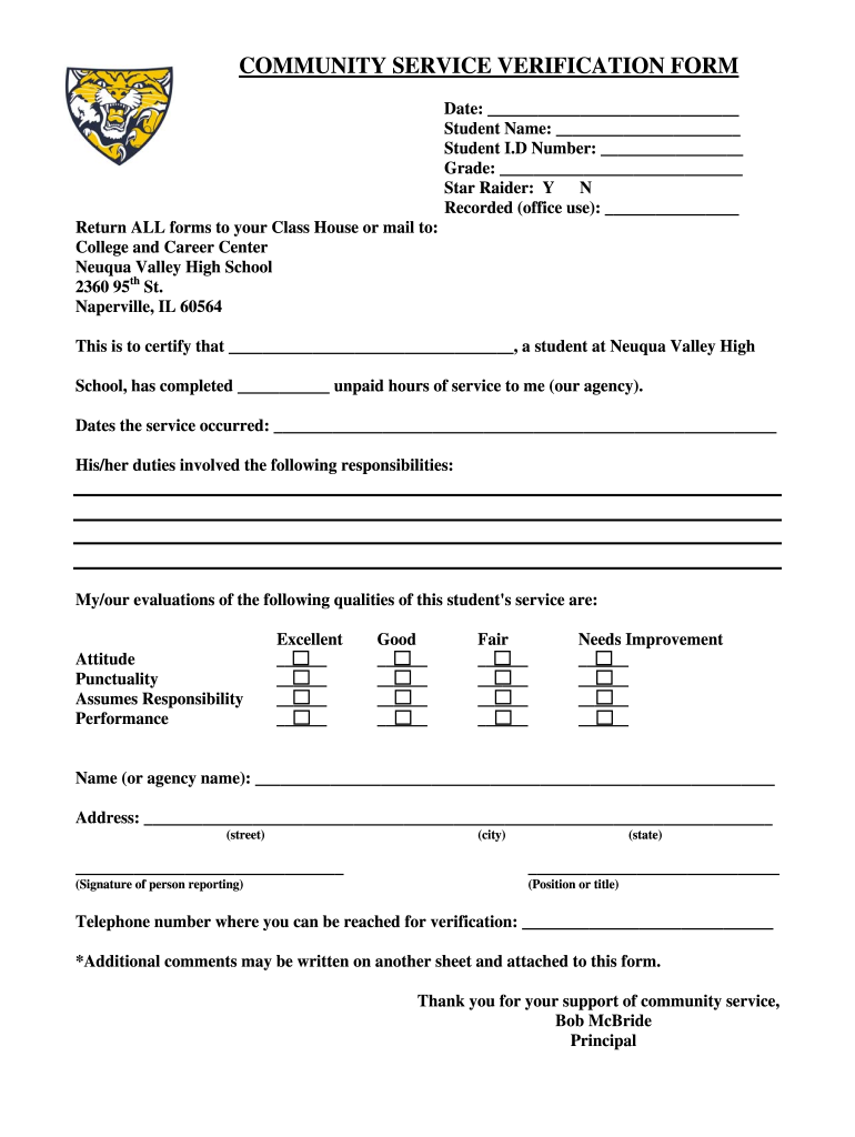 Community Service Application Form