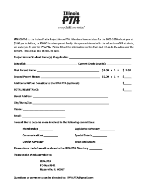 Pta Membership Form