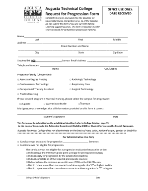 Augusta Technical College Request for Progression Form Augustatech