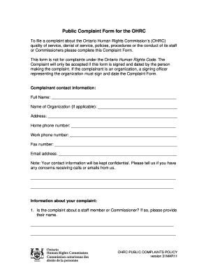  Human Rights Commission Complaint Form 2011-2024