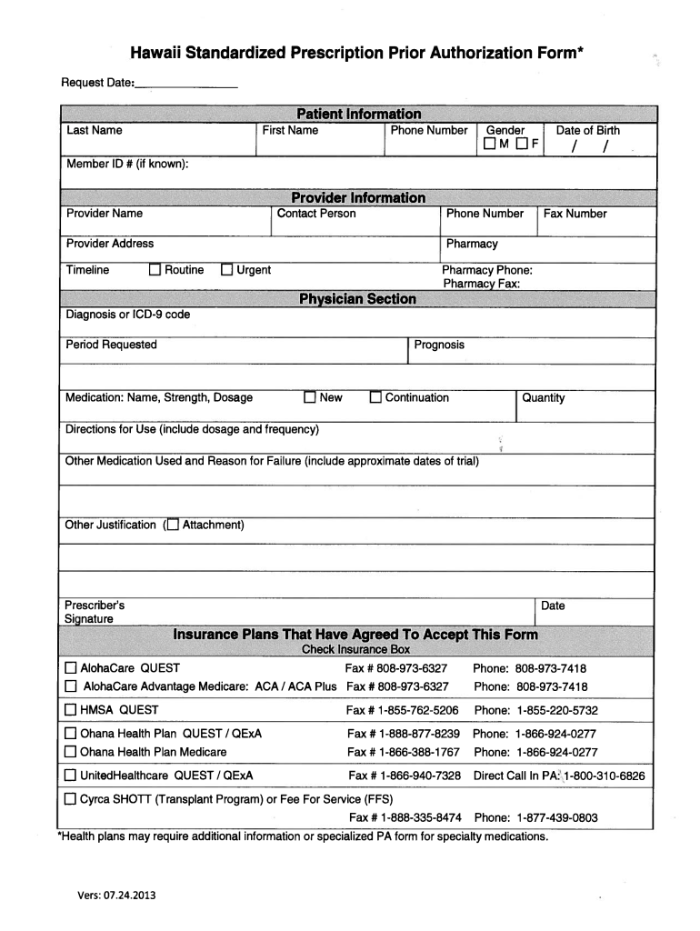  Ohana Prior Auth Form 2013