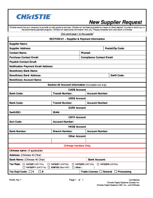  New Supplier Request Form Template 2014