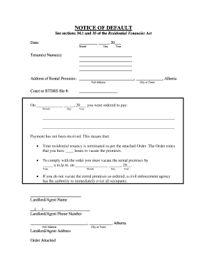  Notice of Default Alberta 2011