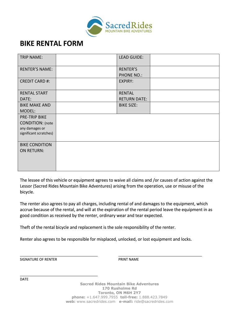 Bike Lease Agreement  Form