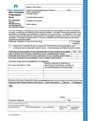 Non Formulary Prescription Form Kaiser Permanente Community Providers Kp