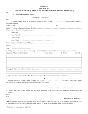 Form 19 Rule 31