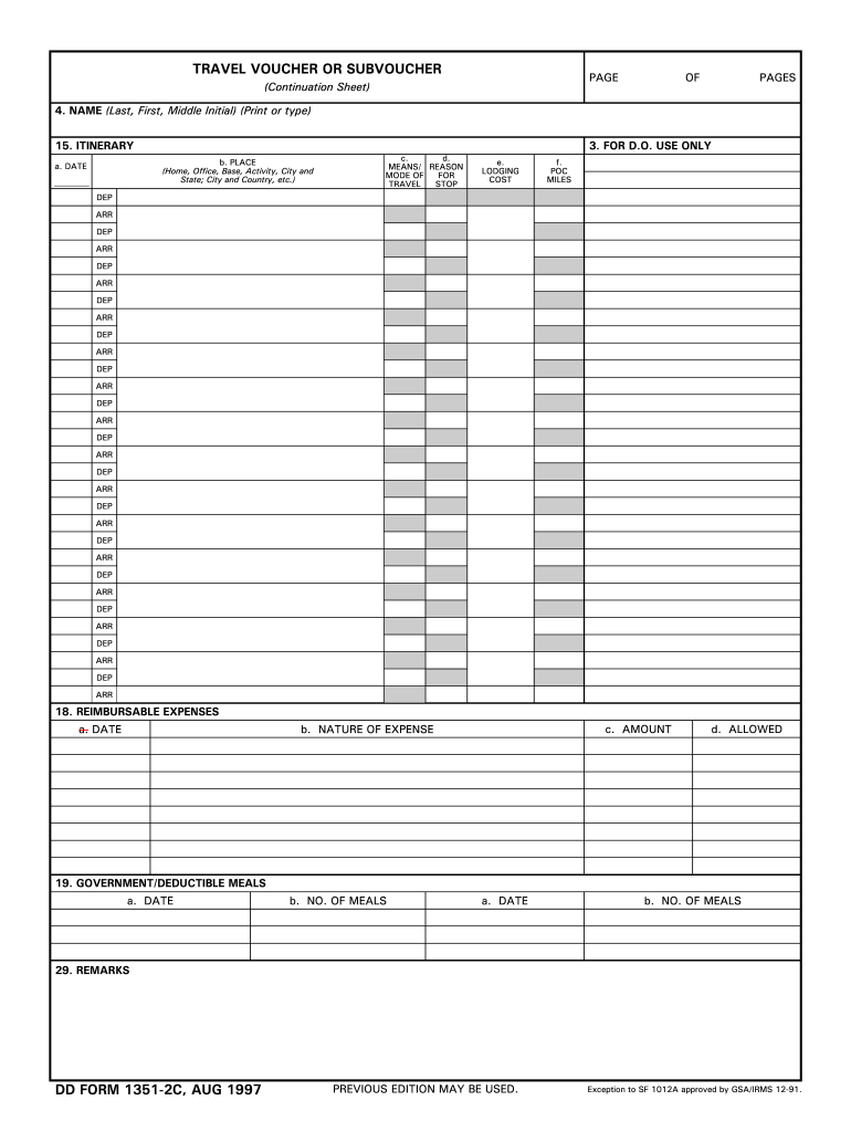 1351 2 Travel Voucher Form - Fill Out and Sign Printable PDF Template ...